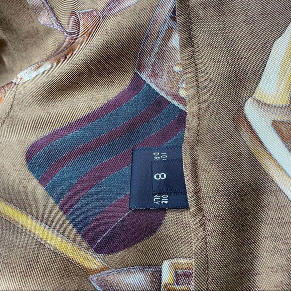 Ralph Lauren Brown Multi Glen Plaid Equestrian Elegance Silk Print Blouse - Picture 15 of 16